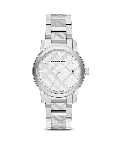 burberry check etched bracelet watch 38mm|Burberry Watch, Men's Swiss Stainless Steel Bracelet 38mm .